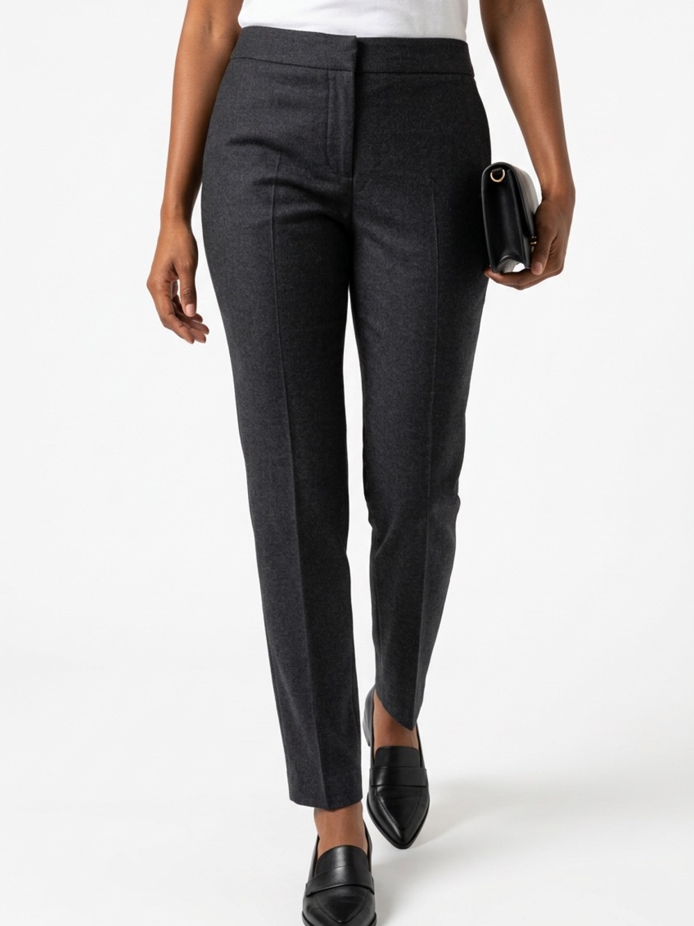 AKRIS PUNTO | Mara Charcoal Gray Stretch Jersey Pintuck Pants Women’s Size 10